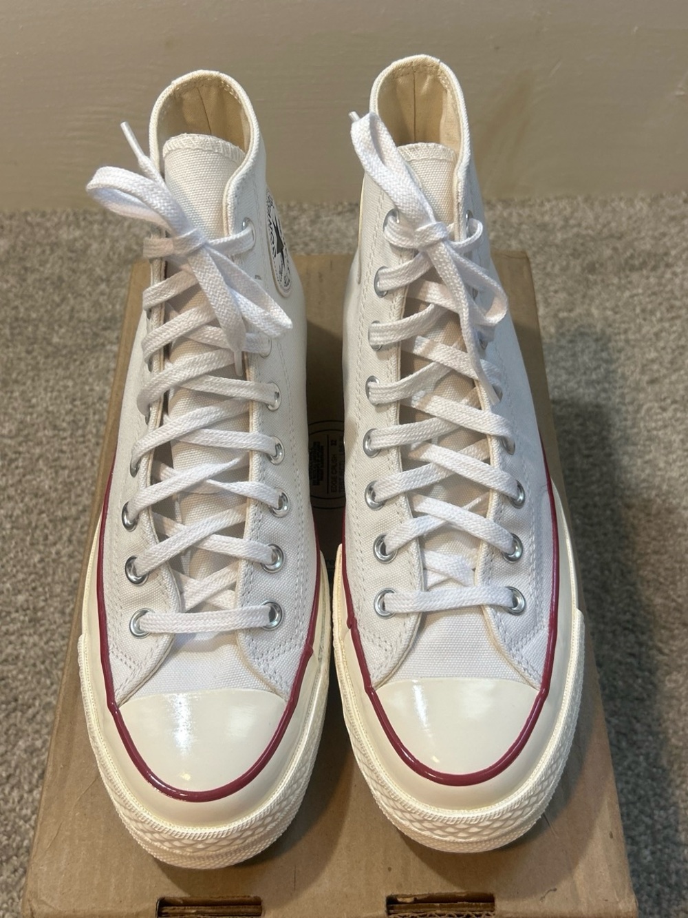 Converse All Star 70’s White High-Tops with red stripe